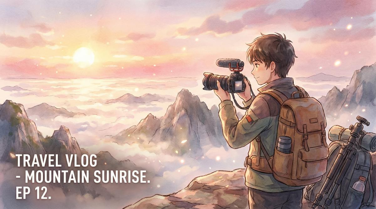 国产旅行视频分享山顶日出